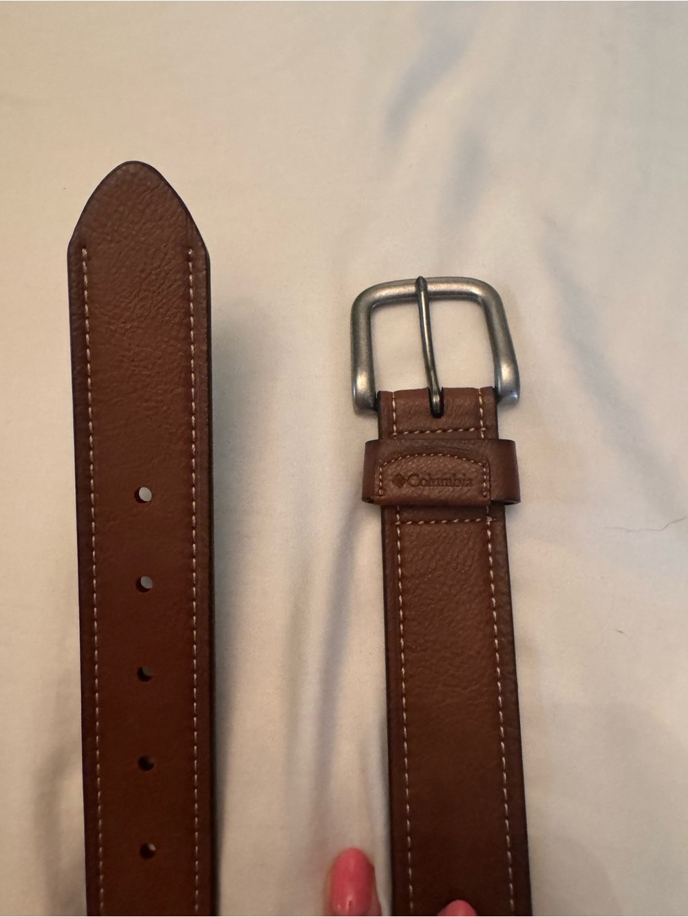 Columbia Men’s Brown Leather Belt with Metal Buckle